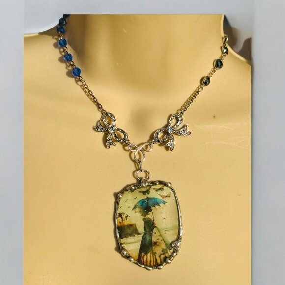Victorian-Inspired Reversible Pendant w/ Rustic Bezel & VNTG Necklace Components - Picture 10 of 14